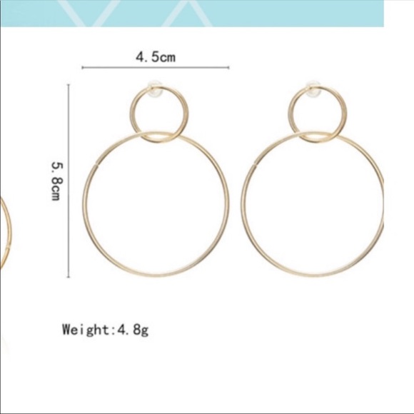NWT Gold plated geometric big round Earrings - Picture 2 of 2